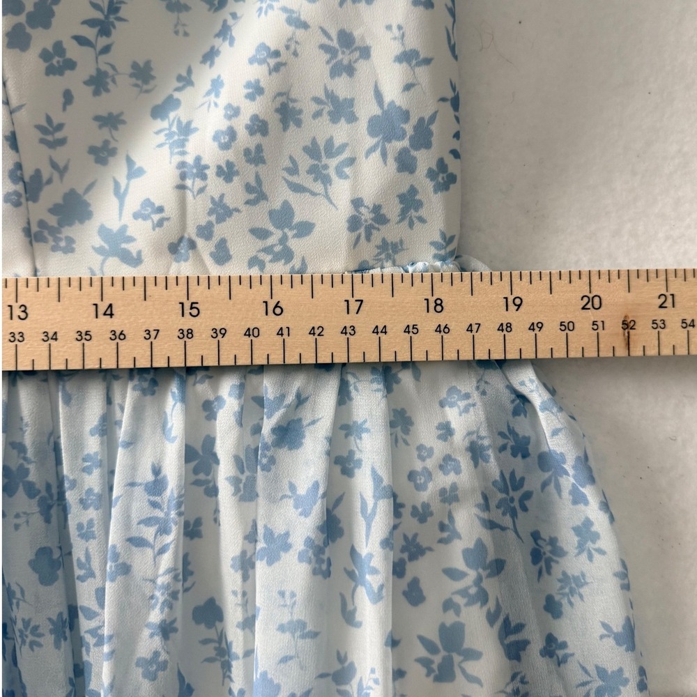 AW Bridal Skyblue Star Floral Maxi Dress Women 16 Blue White Square Neck Formal - Picture 10 of 12